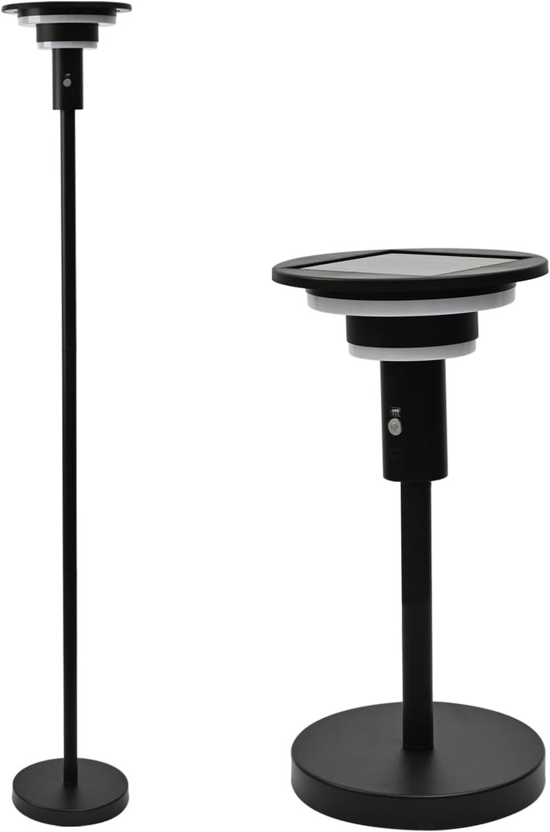 Shinelan مصباح أرضي شمسي للحديقة مقاوم للماء IP44، مصباح أرضي خارجي قابل لإعادة الشحن عبر USB بدون سلك مع 3 أوضاع، قابل لتعديل الارتفاع، ضوء شمسي دافئ أبيض 3000 كلفن للسطح، الشرفة، التخييم - Image 1